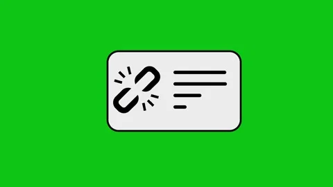 Animation of link symbol inside card with document lines appearing on green.. 스톡 동영상 346497278