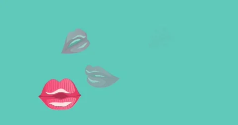 Animation of lips repeated on green background Stock Footage 328585152