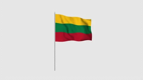 Animation of the Lithuania flag fluttering on a flagpole against a transpar.. Stock Footage 345390852