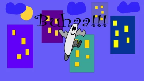 Animation of a little ghost passing over scene Vídeo Stock 148394587