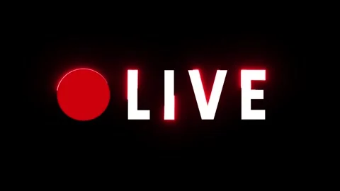 Animation of live broadcast text in glowing red surrounding the text Stock Footage 332126577