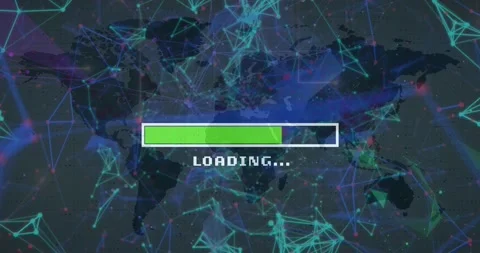 Animation of loading bar and network of ... | Stock Video | Pond5