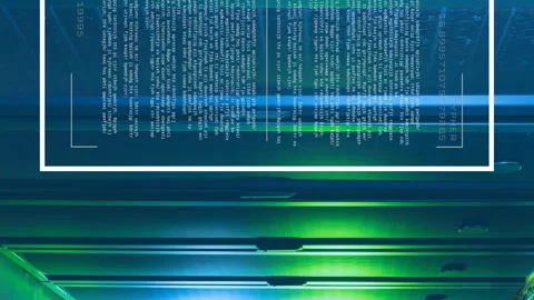 Animation of loading bars and computer language over data server room Stock Footage 313378357