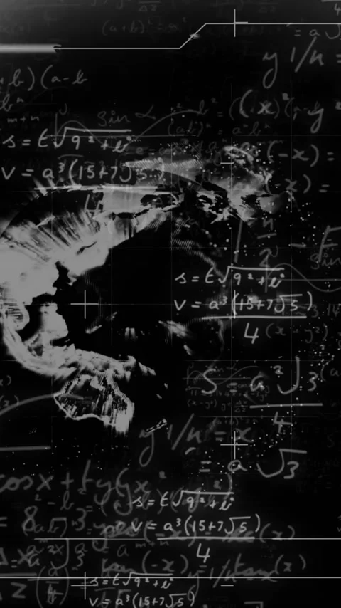 Animation of loading bars and globe with mathematical equation on black Stock Footage 323577914