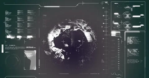 Animation of loading bars, computer language and globe against abstract Stock Footage 242349530