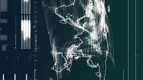 Animation of loading bars, computer language and map against abstract background Stock Footage 312831112