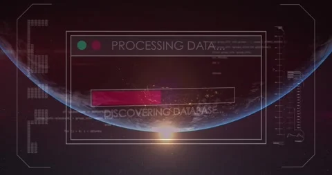 Animation of loading bars, multiple texts, computer language over globe against Stock Footage 248502359