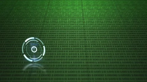 Animation of loading circle over green binary code 库存影片 166847979