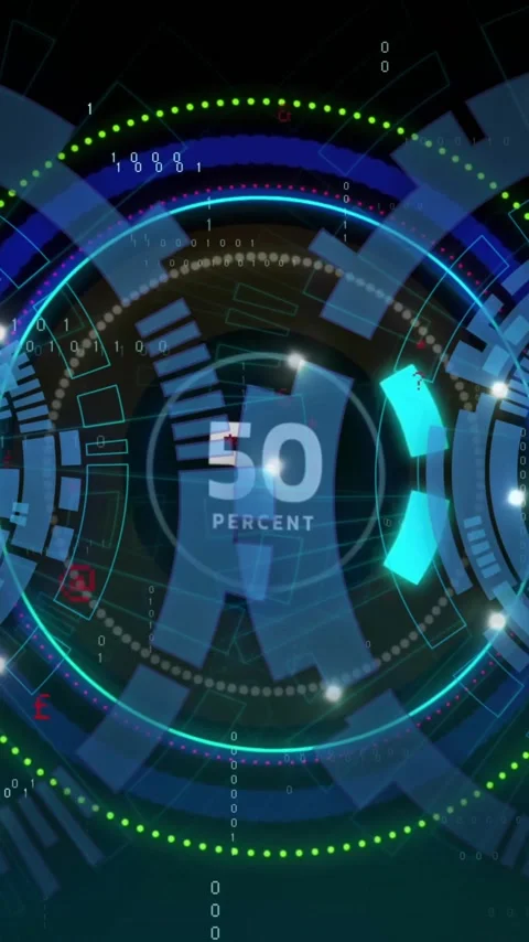 Animation of loading circle with percents over scope scanning Stock-Footage 320444831