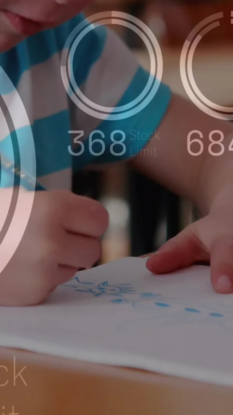 Animation of loading circles and changing numbers over diverse students studying Stock Footage 319222787