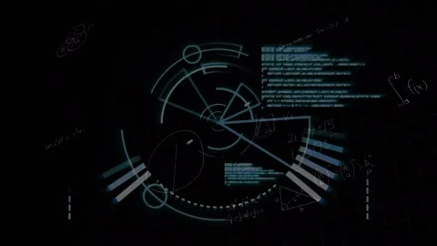 Animation of loading circles and computer language with mathematical equation Stock Footage 247908373