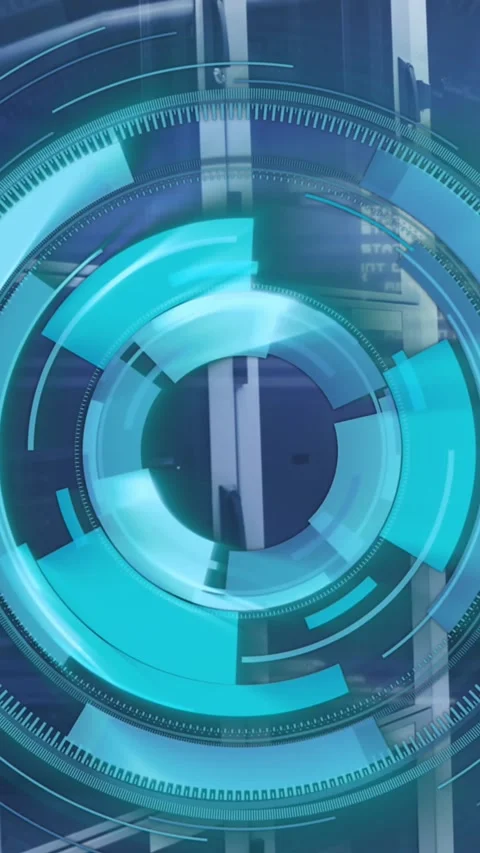 Animation of loading circles and computer language over lens flares against Stock Footage 320215490