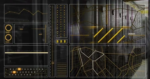 Animation of loading circles, changing numbers, navigation pattern, computer Stock Footage 237475965