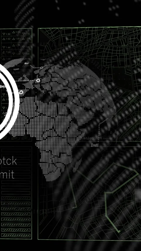 Animation of loading circles with changing numbers over graph, globes against Stock Footage 344244082