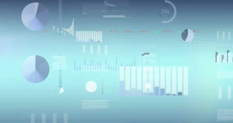 Animation of loading circles, graphs and trading board against blue background Stock Footage 328466688