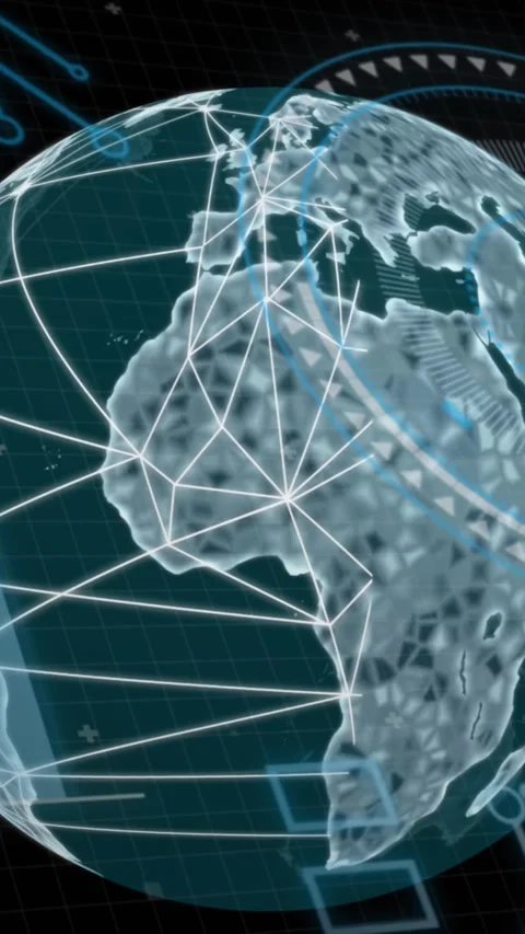 Animation of loading circles, graphs, globe and circuit board pattern over black Stock Footage 320921562