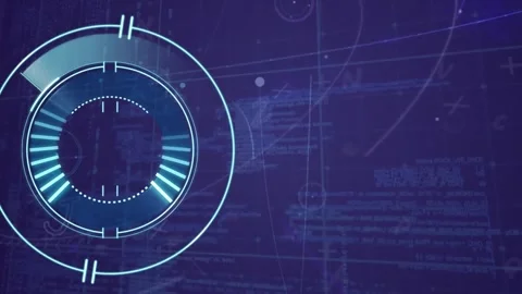 Animation of loading circles, letters, grid pattern against computer language on Stock Footage 240641896