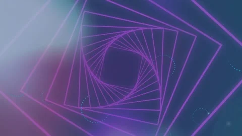 Animation of loading circles over square tunnel looping in spiral pattern with Stock Footage 330294964
