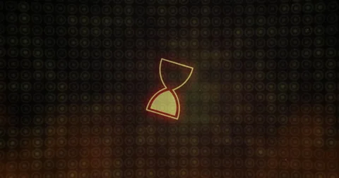 Animation of loading hourglass over spots on black background Stock Footage 308142746
