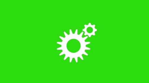 Animation of loading icon in rotating gear format on green screen Stock Footage 196682216