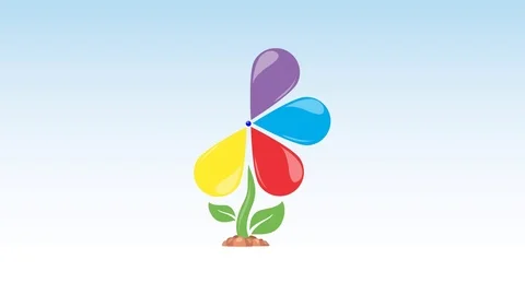 Animation loading process in the form of multi-colored flower petals Stock Footage 74239856