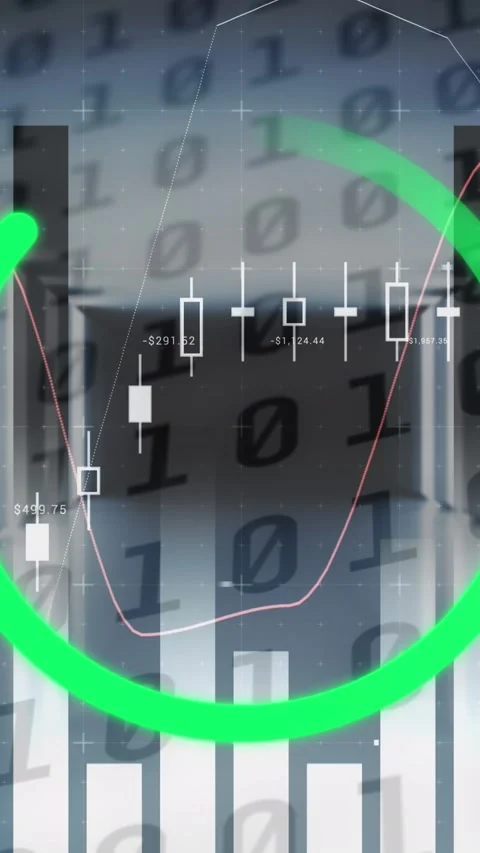 Animation of loading ring over diagrams and server room Stock Footage 324702855