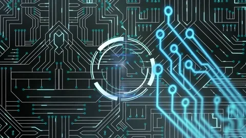 Animation of loading symbol over computer processor Stock Footage 162953191