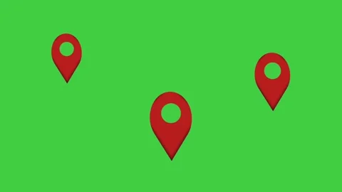 Animation location pin icon symbol on green screen background. Red map marker Stock Footage 336536600