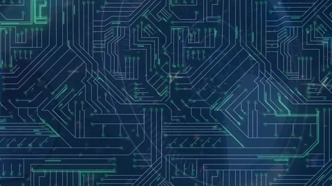 Animation of lock icon on hud elements on digital interface Stock Footage 326102427