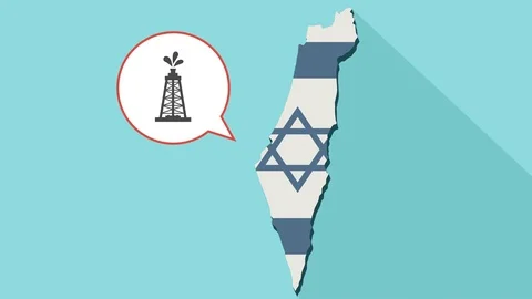 Animation of a long shadow Israel map with its flag and a comic balloon Video stock 80269812