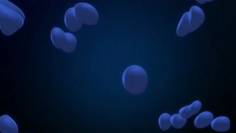 Animation loop of a blue liquid droplet cloud rotating in zero gravity Video stock 153391022