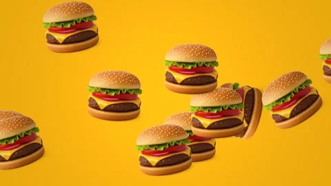 Animation loop a burger moving sideways Stock Footage 317400382
