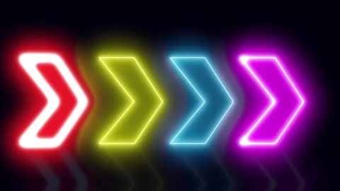 Animation loop of colorful arrow on dark background. Stock Footage 251409965