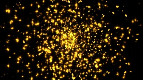Animation loop of flicker gold star particles burst on black background Stock Footage 306060722