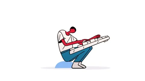 Animation loop with Guy Very Speed typing on Giant Keyboard. Stock Footage 144221327