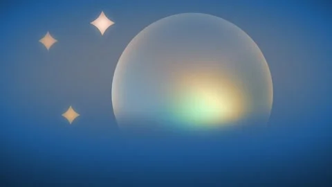 An animation loop of luminous sphere drifts in a deep blue sky, glowing with 스톡 동영상 331228200