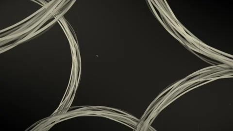 An animation loop in retro style and color about tangled strings forming arc Stock Footage 312775464