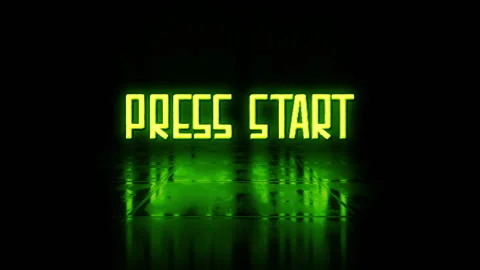 Animation loop text of Press Start  green glitch text effect Stock Footage 305996065