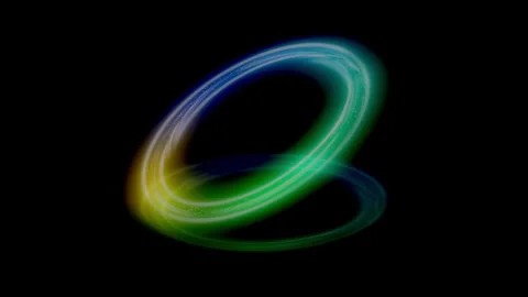 Animation loop of a tilted colorful and glowing rotating ring casting Video stock 252721574