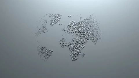 Animation loop. world map consisting of honeycombs with ripple effect Video stock 130363742