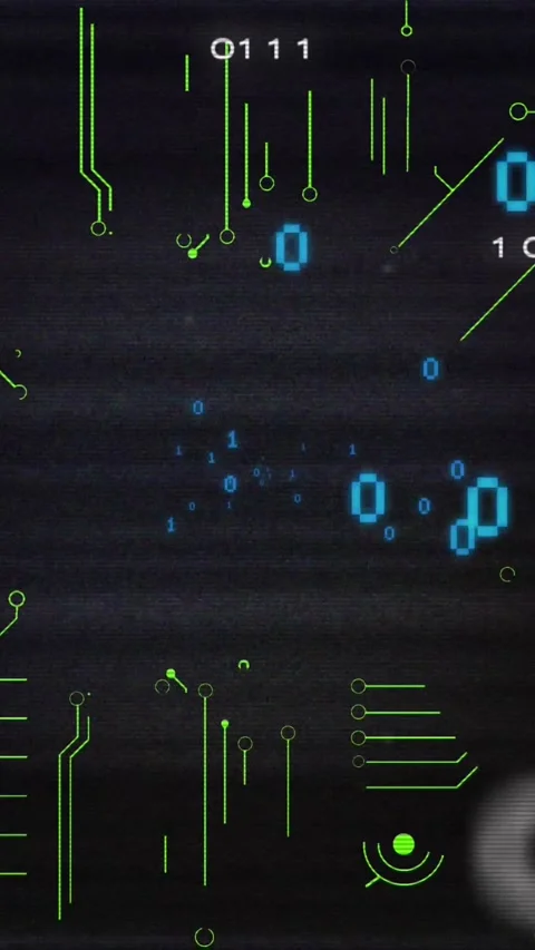 Animation of looping binary codes over circuit board pattern against black Stock Footage 321216329