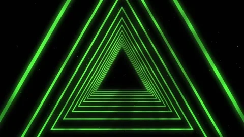 Animation of looping neon green triangle shape against black background Stock Footage 326626758