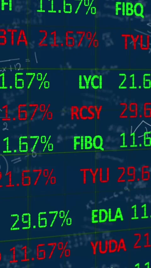 Animation of looping trading board over mathematical equations against abstract Видео 344706368