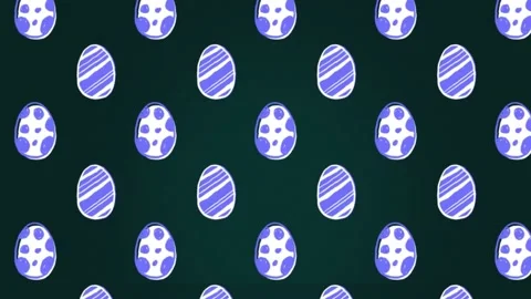 Animation of lopping digital eggs with multiple patterns on shell against black Stock Footage 209937505