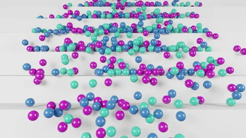 Animation with lots of colors balls falling on steps 3D render and 4k video Stock Footage 237265867