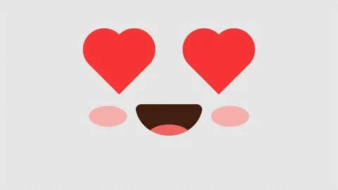 Animation love emoticon face with hearts, emoji Stock Footage