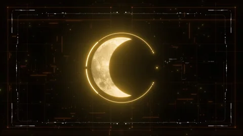 Animation of lunar eclipse with HUD elements. Total eclipse of the Moon Stock Footage 281577567