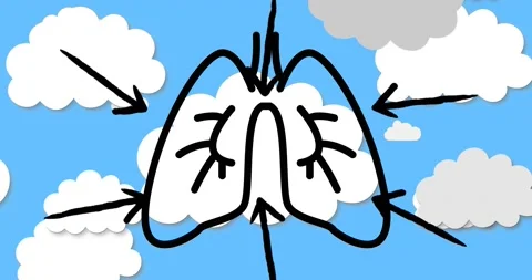 Animation of lungs icon over sky with clouds Stock Footage 178111222