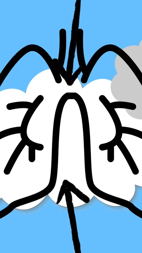 Animation of lungs icon over sky with clouds Stock Footage 324023623