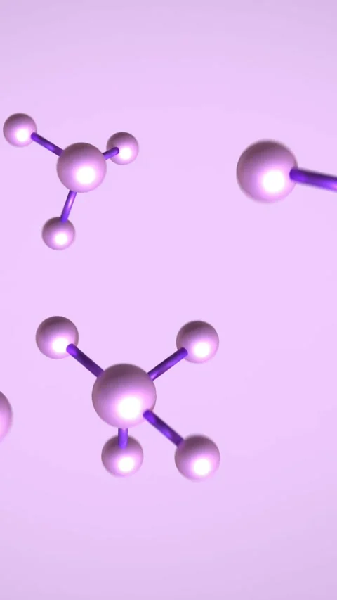 Animation of macro of molecules on purple background Stock Footage 341953494